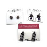 Villager NWT  Gloria‎ Vanderbilt Earrings Studs Dangle Drop Classic Silver tone Photo 2