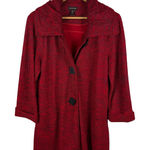 Multiples Textured Button Front Jacket Medium Red Boho Artsy Retro Layering Photo 0