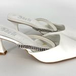 SheIn Strappy Heel Mules with Rhinestone Strap White Size 8 NWOT Photo 0