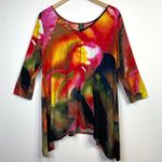 Clara Sunwoo Sun Woo Flowy Abstract Floral Asymmetrical Tunic Top Knit Womens XL Multiple Photo 0