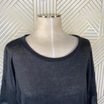 Sandro Paris Black Linen Top w/ Leather Sleeves Photo 1