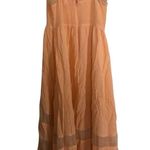 Vintage Nameless Peach Lightweight Delicate Lace Spaghetti Strap Midi Dress Orange Photo 8
