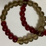 NWT Gray & Maroon frosted glass beaded stretch bracelet Photo 1