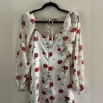 We Wore What  Optic White Multi Floral Puff
Sleeve Cowl Neck Mini Dress sz 4 Photo 8