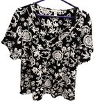 JM Collection  black and white boho print v-neck top women’s size 3X Photo 0