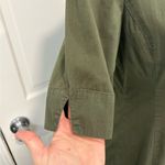 NY & Co Olive Green Shirt Dress City Stretch Ruched Short Sleeve Y2K Knee Length Size 8 Photo 3