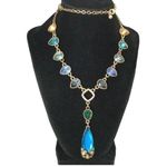 TEAR drop blue, yellow, and green necklace. NWOT Photo 0