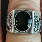 Cute black obsidian S925 silver ring size 8 Photo 8