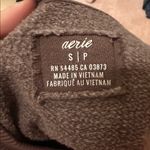 Aerie  Oversized Brown Crewneck Front Shirt Pocket Photo 3