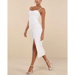 Lulus NWT  Women's Always Turning Heads White Bustier Tulip Midi Dress Size L Photo 2