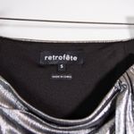 Retrofete Luna Ruched Draped Detail Mini Party Cocktail Skirt Metallic Gunmetal Photo 1