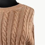 Aerie NWOT Women’s Mini Cable Cropped Knit Long Sleeve Sweater Sz Medium, Tan Photo 4