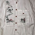 Vtg Trachten Gratz Pinstripe Embroidered Bavarian Shirt Womens Large Volksmarch Red Size 12 Photo 2