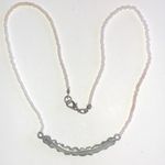 CSL Signed White Seed Bead Beaded Pewter Floral Dainty Boho Necklace Photo 4