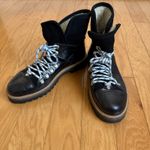 Ganni Black Suede Leather Lined Combat Boots Womens Size 39 Designer Goth Punk Photo 1