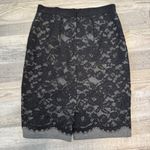 Loft  Grey Pencil Skirt Black Lace Overlay, Black Slip Women's O15 Photo 3