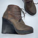 Rag and Bone Brown Leather Combat Wedge Ankle Boots Distressed Womens 9 Lace Up Photo 0
