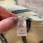 Maurice's Womens Medium Sweater Ivory White Navy Striped Mock Neck Ribbed Knit Photo 5