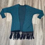Womens Blue/Green Fringe Cardigan Photo 0