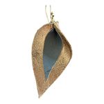 Faux Leather Teardrop Earrings – Double Layer – Bronze & Black – Lightweight Gold Photo 2