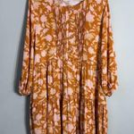 Petal and Pup Arden Floral Tunic Mini Dress Womens 6 Orange Flowy Tiered Button Up Photo 4