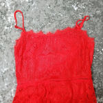 Lulus  Manning Red Lace Tiered Midi Dress Photo 2