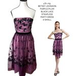Betsey Johnson Y2K VINTAGE PUPLE/PLUM BLACK LACE WHIMSYGOTH PARTY DRESS S/XS Photo 1