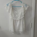 I.N. San Francisco  Off Shoulder White Lace Sheer Floral Blouse.XL Cottagecore Photo 3