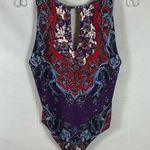 Free People Women’s All the Parties Purple Bodysuit Keyhole Front Low Back M Photo 0