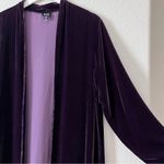 Eileen Fisher  Plum Purple Silk Velvet Open Front Duster Cardigan Small Photo 2