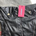 Edikted NWT  Black Leather Women's Faux Leather Zip Corset XS Photo 4