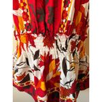 Ashley Stewart Ashley‎ Stewart 2X Tunic Top Red Floral Tie Neck Short Sleeve Blouse Fall Boho Photo 3