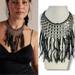 Free People Bohemian Western Grunge Bib Cranston Fringe Necklace NWT Leather Photo 1