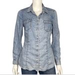Anthropologie  Daniel Rainn Star Print Snap Front Denim Chambray Top Size M Photo 1