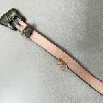 Jenny & The Boys Leather Belt Womens Medium Pink Metal Buckle Embossed Fringe Photo 2