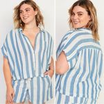 Old Navy  Blue White Striped Relaxed Buttom Down Shirt, Size 2X Photo 1