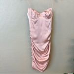 Meshki  ruched satin mini dress, spaghetti straps, bodycon, blush pink sz S Photo 3