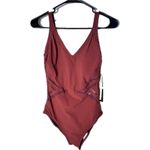 Gottex NWT Day Dreamer Rust V-Neck One Piece Swimsuit Mesh Cutouts Size 6 Photo 3