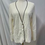 Emma James Emma & James V-neck Button‎ Front Cardigan Womens L cable knit White classic Photo 1