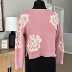 Dreamers by Debut Embroiled Floral Knit Crop Pink Sweater Size M Photo 3