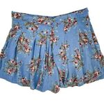 Altar'd State Floral High Waisted Shorts Small Blue Photo 0