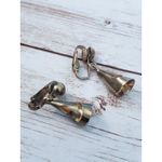 Vintage Clip On Earrings Gold Tone Cone Dangle Photo 1