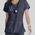 Grey's Anatomy ‎ by Barco Cora 4-Pocket V-Neck Scrub Top Granite 5XL NEW 41423 Photo 0