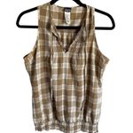 Patagonia Sleeveless Plaid Organic Cotton Blouse Size 4 Olive Casual Photo 0