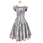 1950s VTG Philmont Sportswear of Miami Grey/Pink Floral Circle Skirt Set M/L Gray Size 12 Photo 2