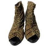 City Streets  Leopard Print Peep Toe Booties 7.5 Ankle Boots Side Zip High Heels Photo 2
