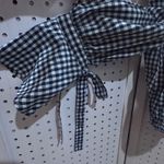 Active USA  Gingham Off The Shoulder Cropped Top Tie Front Long Sleeve M Photo 2