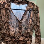ZARA Long sleeve crop top with collar! Transparent floral Photo 0