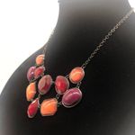 Statement Necklace w/ Multi Color Glass Beads Purple Photo 2