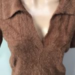 Anthropologie Moth  Brown Fuzzy Short Sleeve Collar Polo Sweater Medium Photo 1